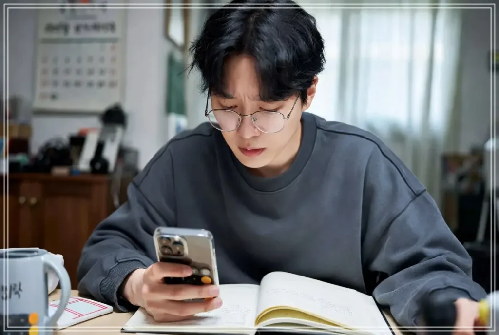 스마트폰으로 잔액을 확인했지만 다시 화면을 보며 불안한 표정을 짓는 젊은 한국인